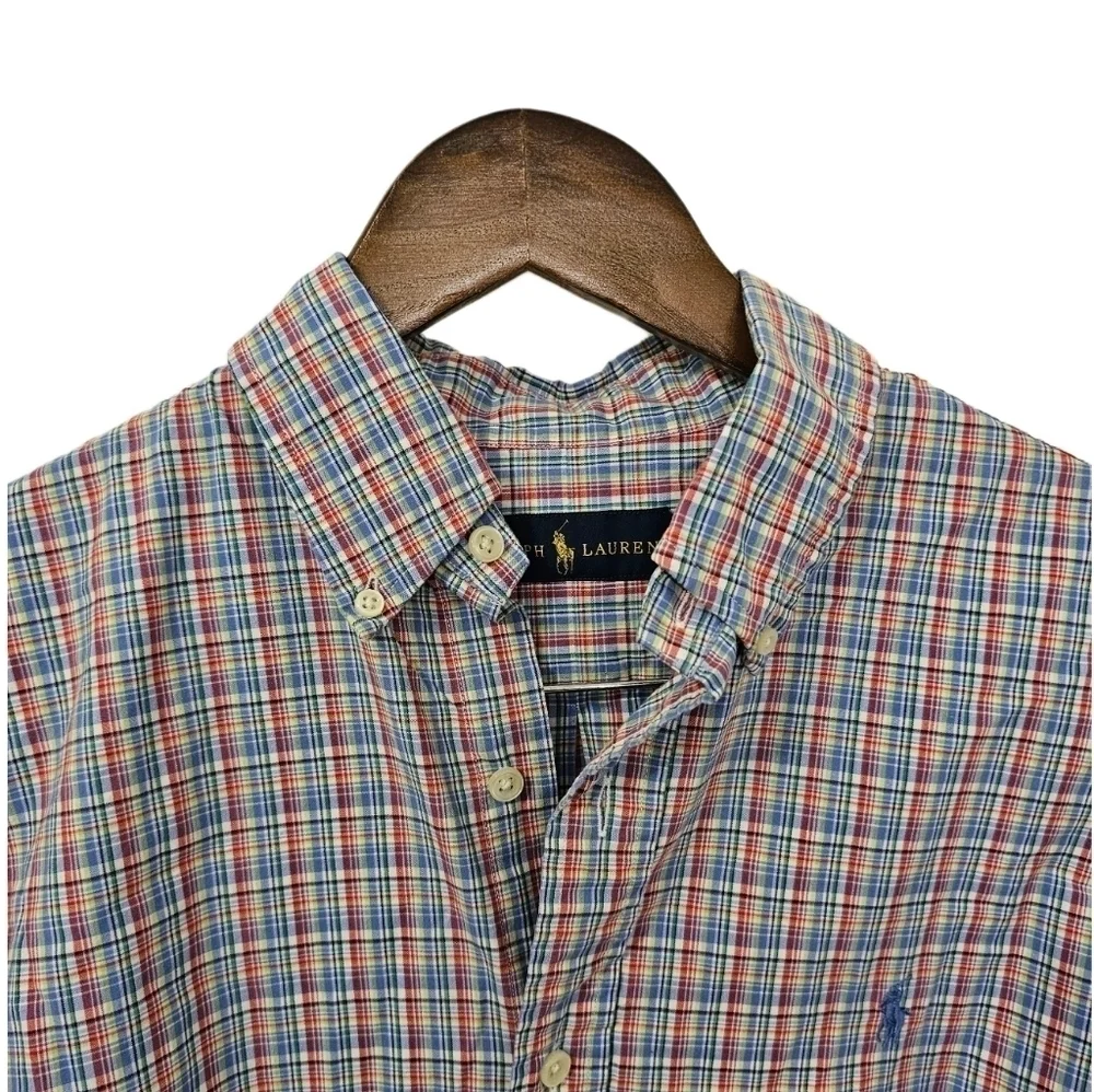 Ralph Lauren plaid multicolor button casual shirt size medium